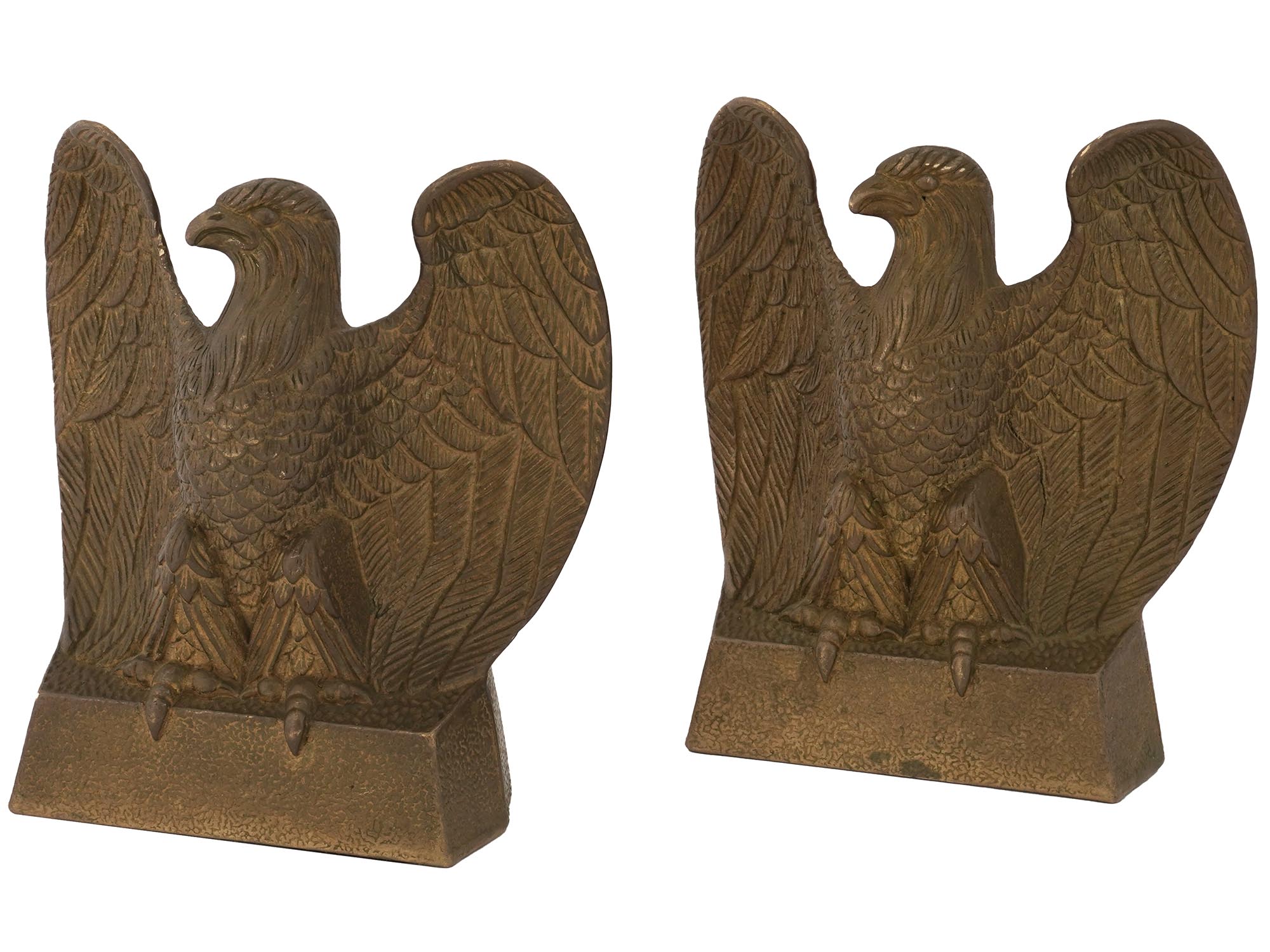 PAIR OF AMERICANA DECOR GILT BRASS EAGLE BOOKENDS PIC-0
